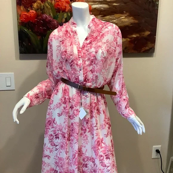 NWT Zara Floral Pink Maxi Dress - Picture 10 of 10